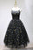 Unique Cocktail Homecoming Dresses Aliza Black Star Printed Tulle Open Back Short Dress 23293