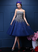 Navy Homecoming Dresses Aubree Blue Sequins Sweetheart Tulle Knee Length Party Dresses Blue 23371
