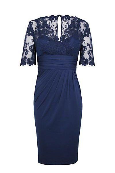 Homecoming Dresses Chanel Eleagnt Short Sleeves Empire Navy Blue Short Mother Of The Bride 23434