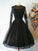 Vintage Style Homecoming Dresses Joan Lace A-Line Knee-Length Long Sleeves Black With 23633