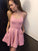 A-Line Makenzie Pink Homecoming Dresses Scoop Criss-Cross Straps Short With Pockets 2379