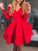 A-Line Crew Neck Long Sleeves Ciara Homecoming Dresses Short Red Tiered 240