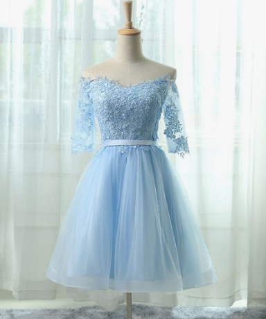 Elegant A-Line Light Germaine Homecoming Dresses Blue 2412