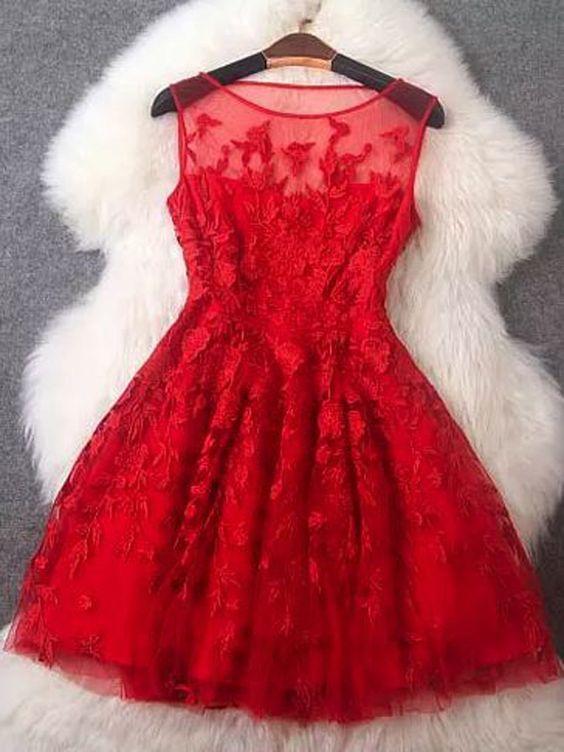 Short Charlotte Lace Homecoming Dresses Red Beads 2413