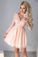 A-Line V-Neck Tulle Lace Shaniya Homecoming Dresses Pink Long Sleeves Tulle With 24663