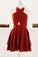 Cross Front Wine Red Brynlee Homecoming Dresses A-Line Short Party Dress 24716