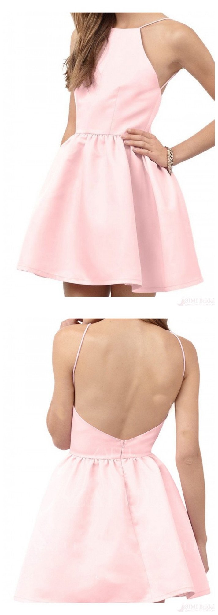 Pearl Homecoming Dresses Satin Pink Katherine Backless 2607