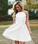 Homecoming Dresses Carleigh A Line Simple Square Neck Backless Spaghetti Straps White Short 2630