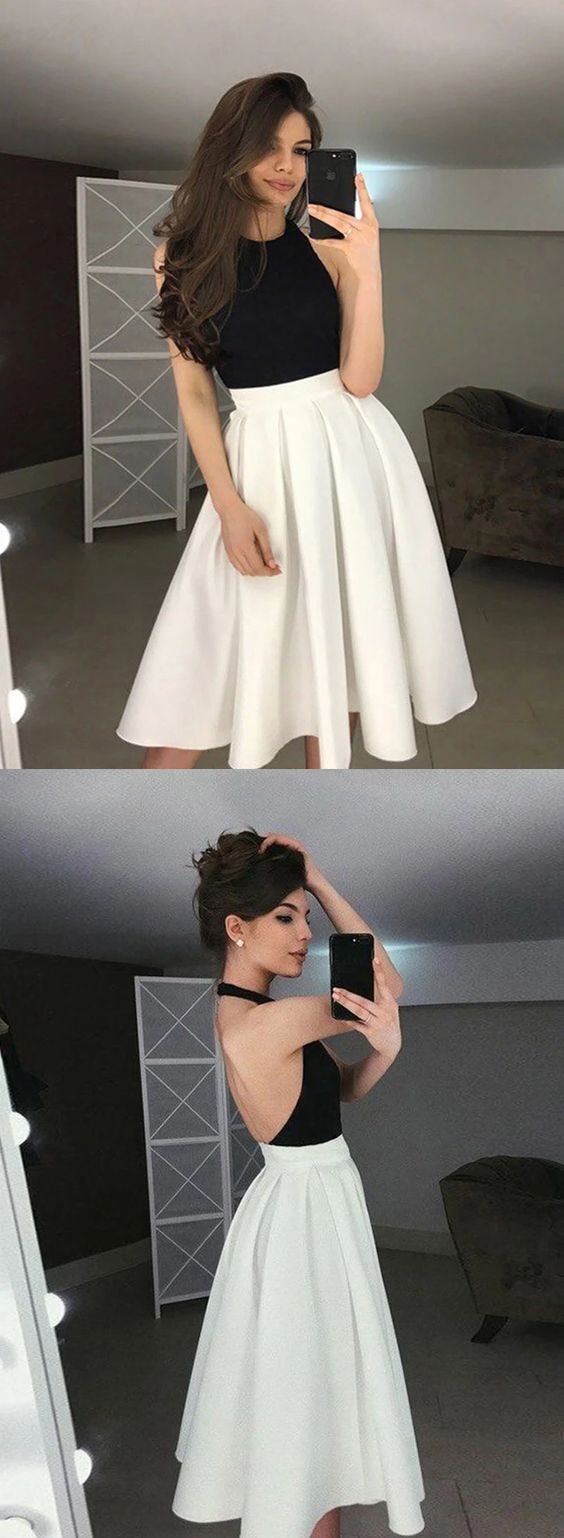 Cute Black And White Short Dress Teresa Homecoming Dresses 2742