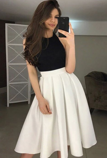 Cute Black And White Short Dress Teresa Homecoming Dresses 2742