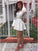 A-Line V-Neck Lace Homecoming Dresses Janelle Bell Sleeves Short White With 2762