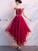 Dark Homecoming Dresses Margaret Red 2024 High Low Off Shoulder Party Dress 2796