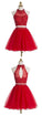 Two-Piece Scoop Short Red Jaden Homecoming Dresses Organza Beaded With Appliques Sequins 283