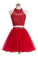 Two-Piece Scoop Short Red Jaden Homecoming Dresses Organza Beaded With Appliques Sequins 283