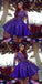 A-Line Round Neck Long Sleeves Short With Appliques Homecoming Dresses Royal Blue Emelia 312