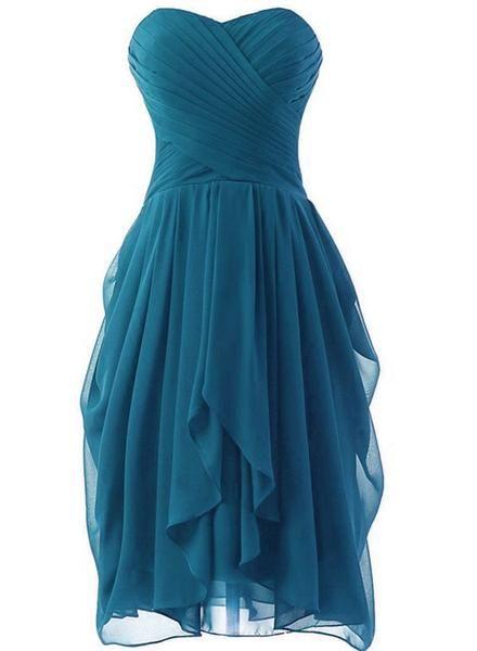 Beautiful Taylor Chiffon Homecoming Dresses Teal Color Short Sweetheart Short Party Dress 3127