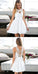 Simple Charming A-Line Jewel Keyhole Homecoming Dresses Lace Kaylah White Short With 317