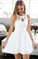 Simple Charming A-Line Jewel Keyhole Homecoming Dresses Lace Kaylah White Short With 317