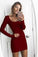Sexy Long Sleeve Burgundy Short Sheath Kamora Homecoming Dresses Short Party Dress 3646