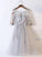 Beautiful Grey Tulle Round Neckline With Flowers Party Dress Homecoming Dresses Shannon Short 3683