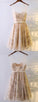 A-Line Boat Neck Lace Homecoming Dresses Skyla Knee-Length Champagne Tulle With 3703