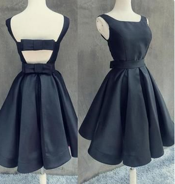 Simple Dark Navy Homecoming Dresses Cassidy Cocktail With Bowknot Open Back Dress 3905