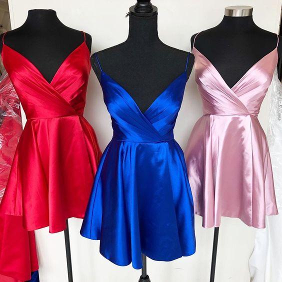 2022 Short Homecoming Dresses Jess Royal Blue Pink Red 4069