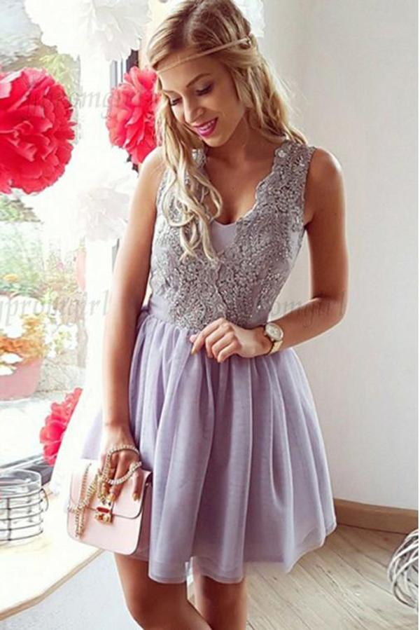 Chic Tulle Sleeveless Ryan A Line Homecoming Dresses With Applique 41