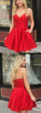 Sexy Red Mini Party Dress Aleah Cocktail Homecoming Dresses Satin Short Red Dress 437