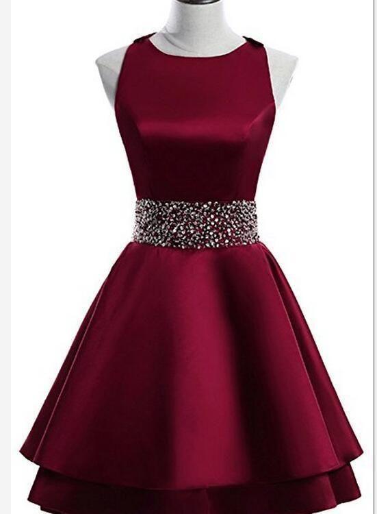 Dark Homecoming Dresses Hanna Satin Red Elegant 4494