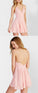 Sweet Spaghetti Straps V-Neck Sleeveless Pink Chiffon Homecoming Dresses Alula Graduation Dresses 4576