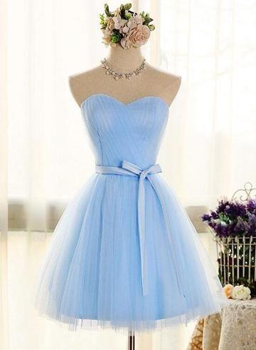 Adorable Light Blue Tulle With Bow Formal Dress Cute Homecoming Dresses Tessa Party 4838
