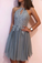 Gray Lace Raina Chiffon Homecoming Dresses Short Party Dress Gray 4978