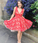 Red Homecoming Dresses Lace Makena V Neck Tulle Short Party Dress Red 4984