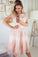 A-Line Homecoming Dresses Pink Paisley Round Neck Short Sleeves Knee-Length With Appliques 5071
