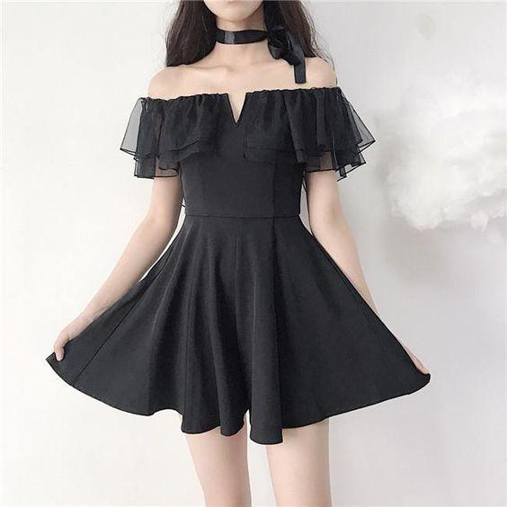 Black Off-Shoulder Elegant Homecoming Dresses Denise 5561
