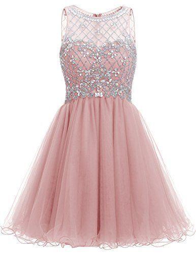 Short A-Line Tulle Featuring Homecoming Dresses Pink Kate Sweetheart Illusion Crystal Embellished Bodice 5633