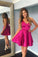 Sexy Deep V Neck Short Satin Homecoming Dresses Ryleigh Party Dress Spaghetti Straps 5655