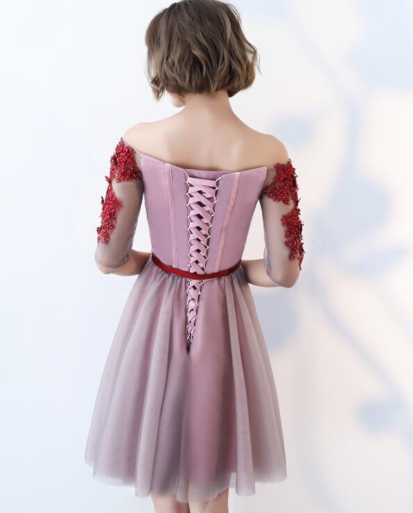 Elegant Tulle V-Neckline Party Dress 2024 Lucia Homecoming Dresses Pink Short 5753