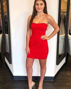 Simple Red Tight Greta Homecoming Dresses Satin Strapless 5767