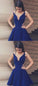A-Line Deep V-Neck Homecoming Dresses Leah Royal Blue Spaghetti Straps 578