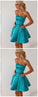 A-Line Homecoming Dresses Jillian Satin Strapless Blue With Pockets 659