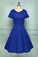 Blue Collared Vintage Button Dress With Sleeves Homecoming Dresses Maryjane A Line Short 6715