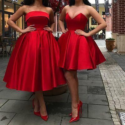 Beautiful A Line Jan Homecoming Dresses Strapless/Sweetheart Red 6736