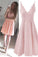 Spaghetti Short Satin Homecoming Dresses Lillianna A Line Pink Cheap Dress Formal Dress 6789