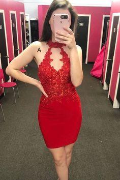High Ida Homecoming Dresses Neck Tight Red Party 6834