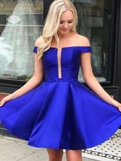 Off Shoulder Royal Blue Silvia Homecoming Dresses Short Dresses Short Formal 6987
