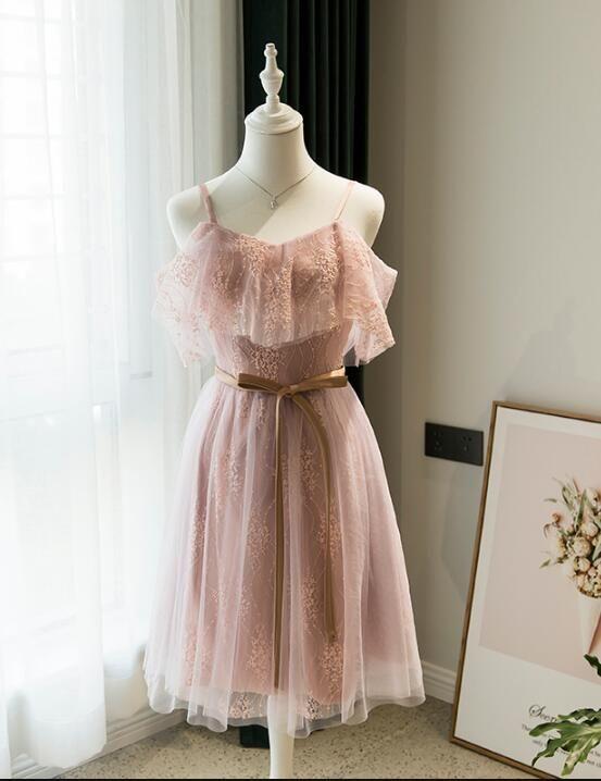 Lovely Off Shoulder Knee Length Formal Cute Party Pink Homecoming Dresses Kendra Dresses 7650