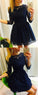 A-Line Bateau 3/4 Sleeves Lace Homecoming Dresses Norah Navy Blue 766
