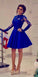 Short Long Sleeves Jocelynn Homecoming Dresses Royal Blue A Line Knee Length For Girls 8897